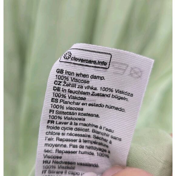 & Other Stories Shirt Womens Medium 8 Green Peasant Blouse Renaissance Satin - Picture 9 of 13